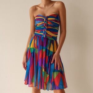 Mara Hoffman Rainbow Strapless Short Dress Size 2